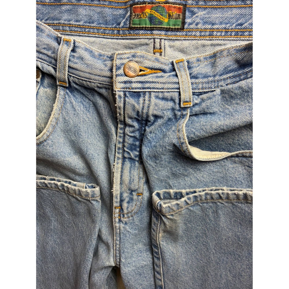 VTG Structure Jean Wear Light Wash Denim Straight Leg Jeans Mens 90s Retro